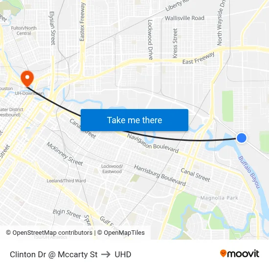 Clinton Dr @ Mccarty St to UHD map