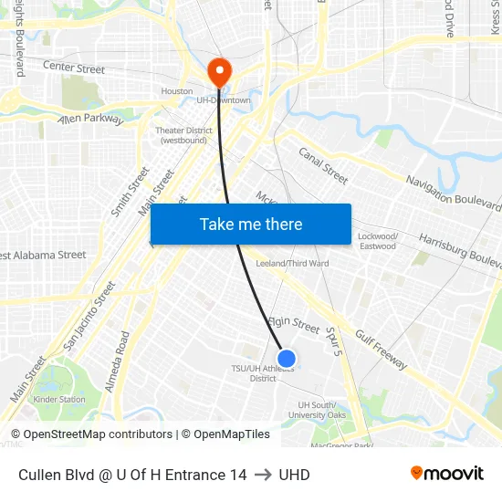 Cullen Blvd @ U Of H Entrance 14 to UHD map