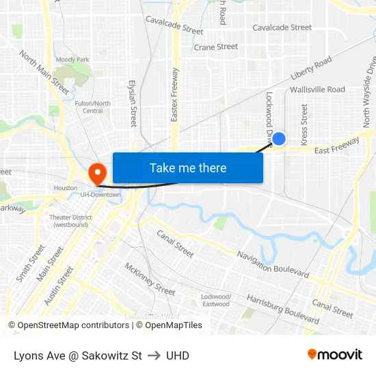 Lyons Ave @ Sakowitz St to UHD map