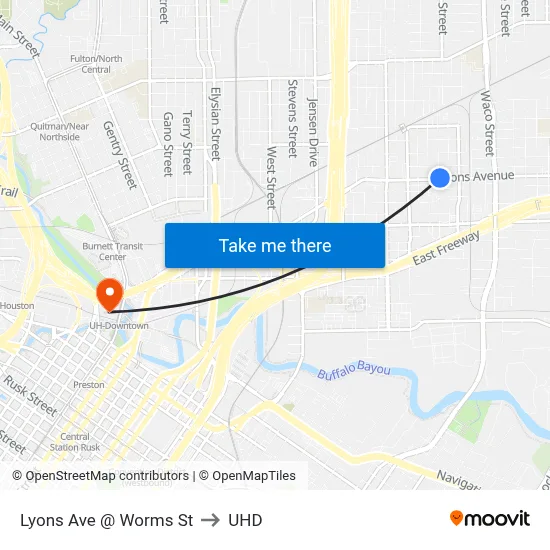 Lyons Ave @ Worms St to UHD map