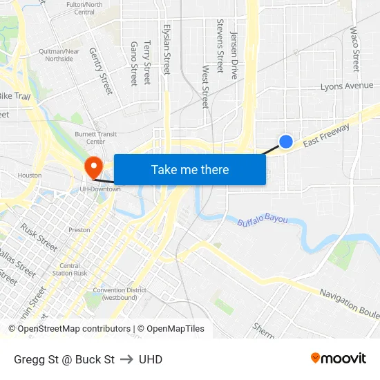 Gregg St @ Buck St to UHD map