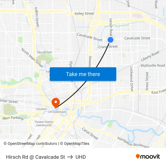 Hirsch Rd @ Cavalcade St to UHD map