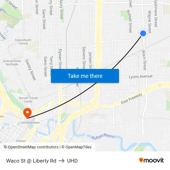 Waco St @ Liberty Rd to UHD map