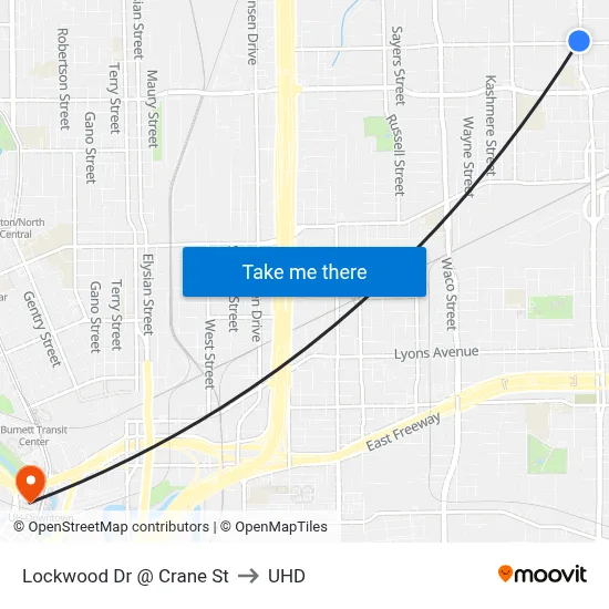 Lockwood Dr @ Crane St to UHD map