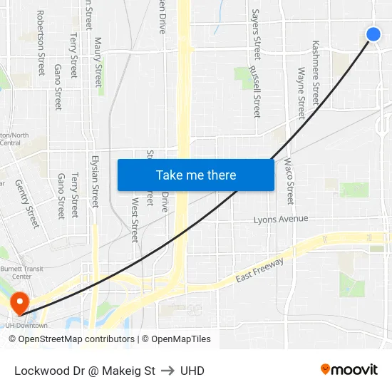 Lockwood Dr @ Makeig St to UHD map
