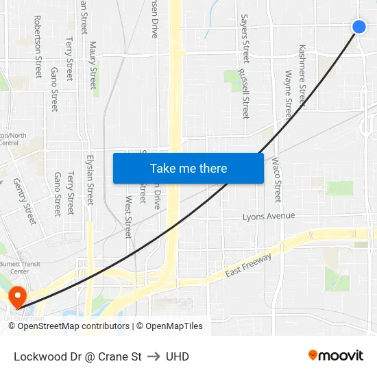 Lockwood Dr @ Crane St to UHD map