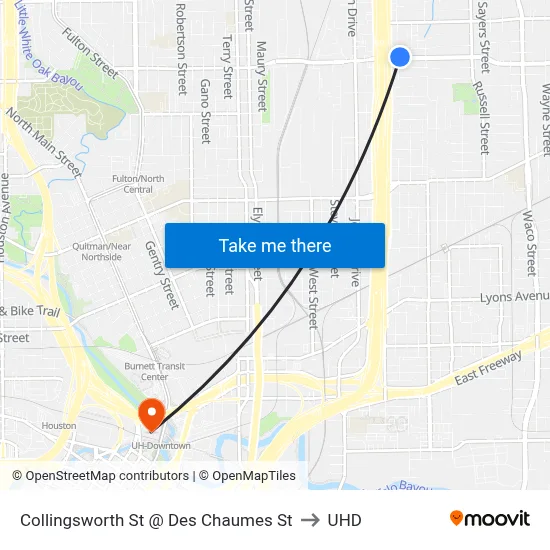 Collingsworth St @ Des Chaumes St to UHD map