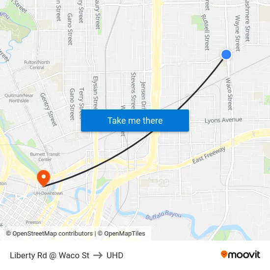 Liberty Rd @ Waco St to UHD map