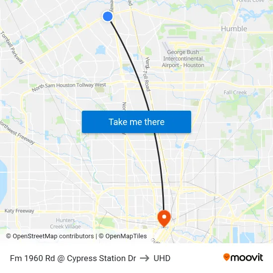 Fm 1960 Rd @ Cypress Station Dr to UHD map