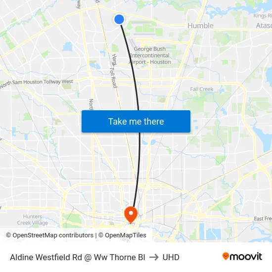 Aldine Westfield Rd @ Ww  Thorne Bl to UHD map