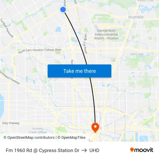 Fm 1960 Rd @ Cypress Station Dr to UHD map