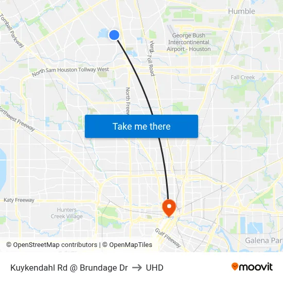 Kuykendahl Rd @ Brundage Dr to UHD map