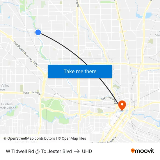 W Tidwell Rd @ Tc Jester Blvd to UHD map