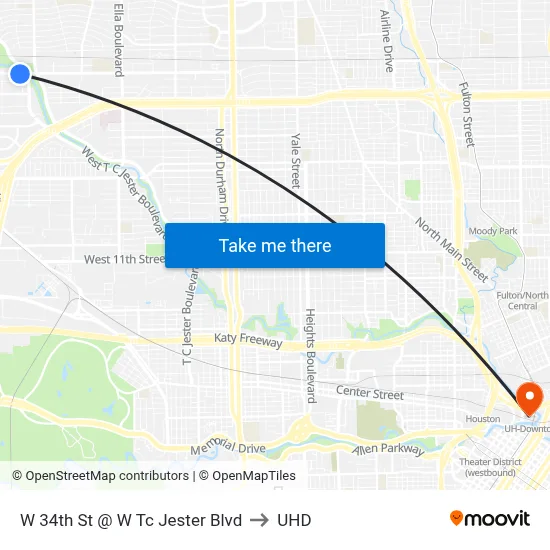 W 34th St @ W Tc Jester Blvd to UHD map