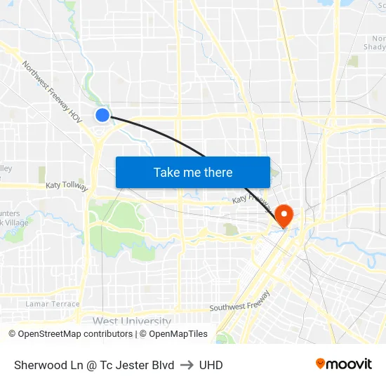 Sherwood Ln @ Tc Jester Blvd to UHD map