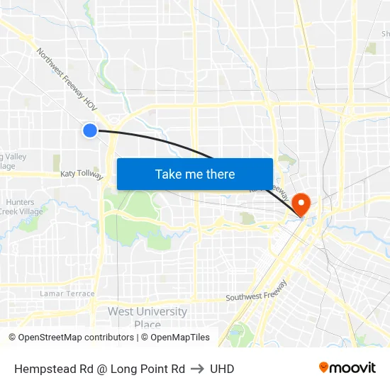 Hempstead Rd @ Long Point Rd to UHD map