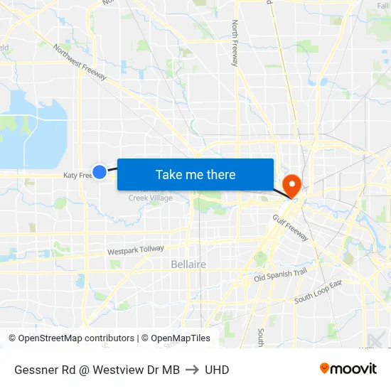 Gessner Rd @ Westview Dr MB to UHD map