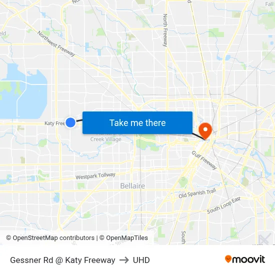 Gessner Rd @ Katy Freeway to UHD map