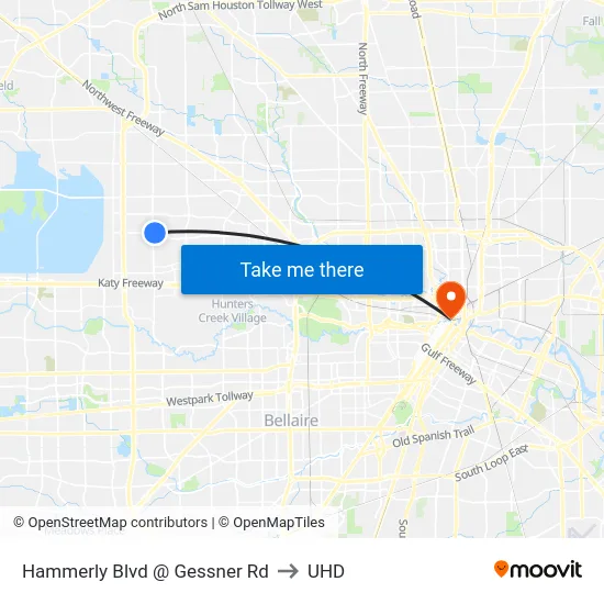 Hammerly Blvd @ Gessner Rd to UHD map