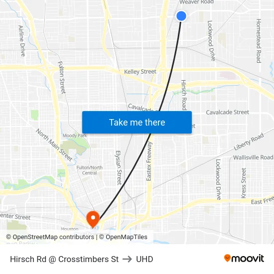Hirsch Rd @ Crosstimbers St to UHD map