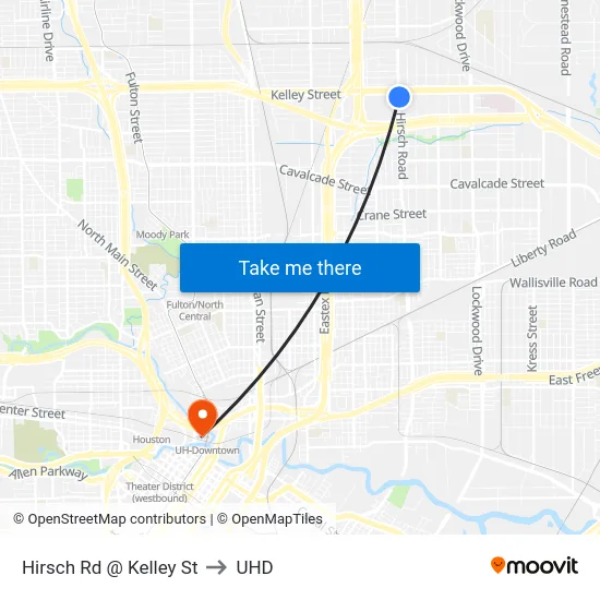 Hirsch Rd @ Kelley St to UHD map