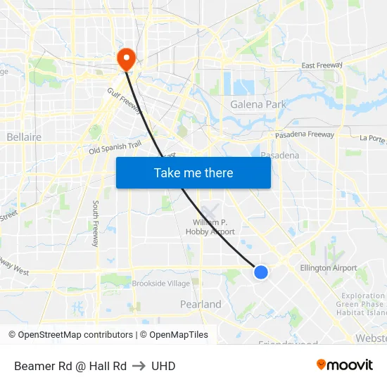 Beamer Rd @ Hall Rd to UHD map
