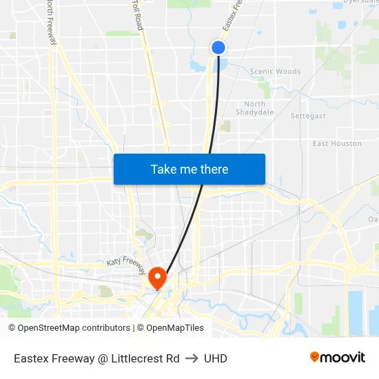 Eastex Freeway @ Littlecrest Rd to UHD map