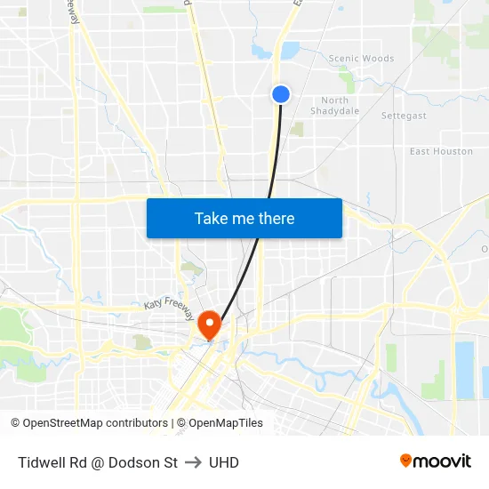 Tidwell Rd @ Dodson St to UHD map