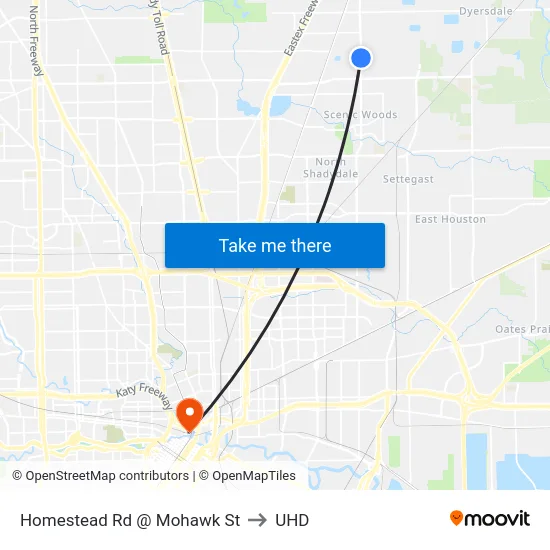 Homestead Rd @ Mohawk St to UHD map