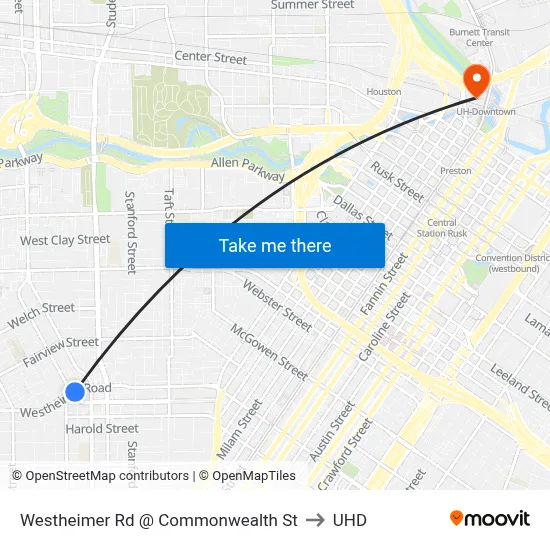 Westheimer Rd @ Commonwealth St to UHD map