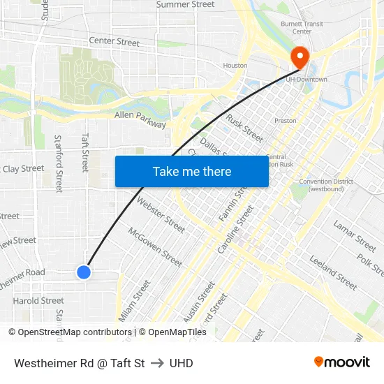 Westheimer Rd @ Taft St to UHD map