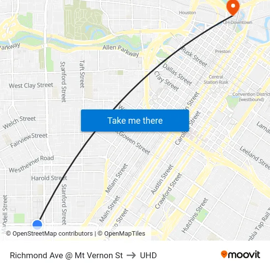 Richmond Ave @ Mt Vernon St to UHD map