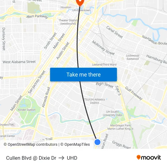Cullen Blvd @ Dixie Dr to UHD map