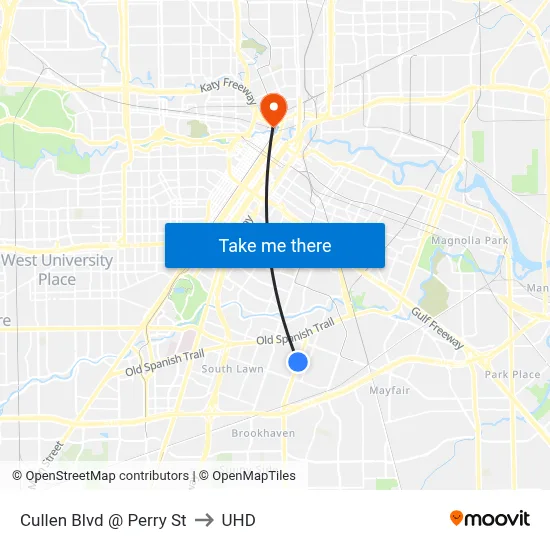Cullen Blvd @ Perry St to UHD map