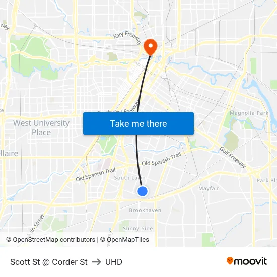 Scott St @ Corder St to UHD map