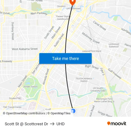 Scott St @ Scottcrest Dr to UHD map