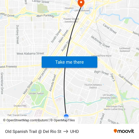 Old Spanish Trail @ Del Rio St to UHD map