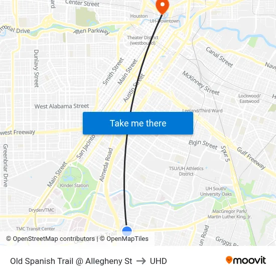 Old Spanish Trail @ Allegheny St to UHD map