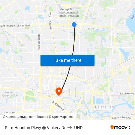 Sam Houston Pkwy @ Vickery Dr to UHD map