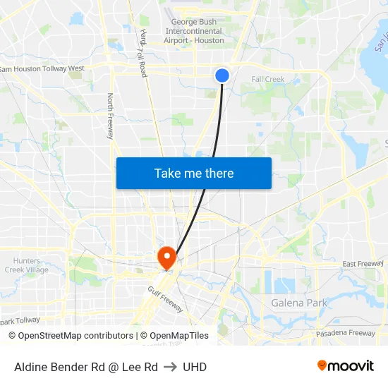 Aldine Bender Rd @ Lee Rd to UHD map