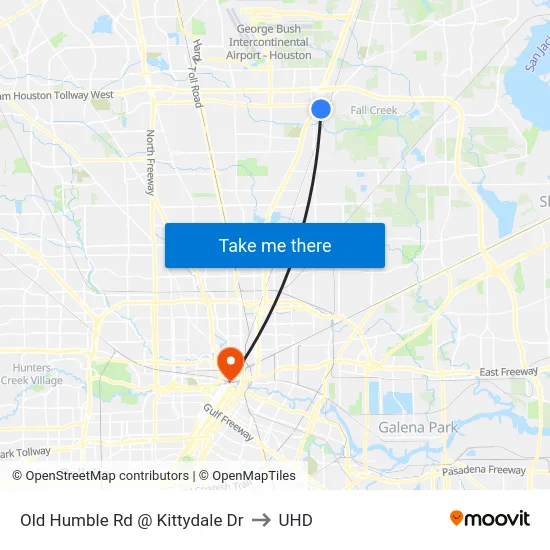 Old Humble Rd @ Kittydale Dr to UHD map