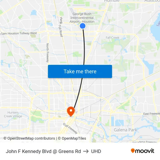 John F Kennedy Blvd @ Greens Rd to UHD map