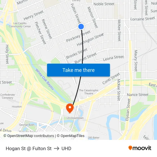 Hogan St @ Fulton St to UHD map