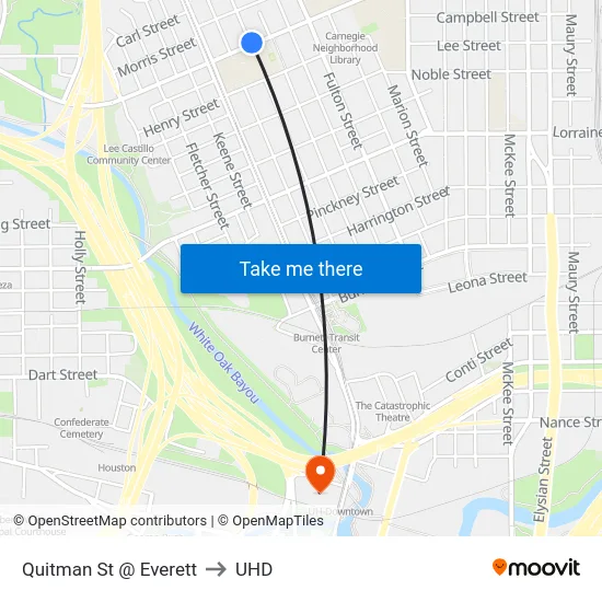 Quitman St @ Everett to UHD map