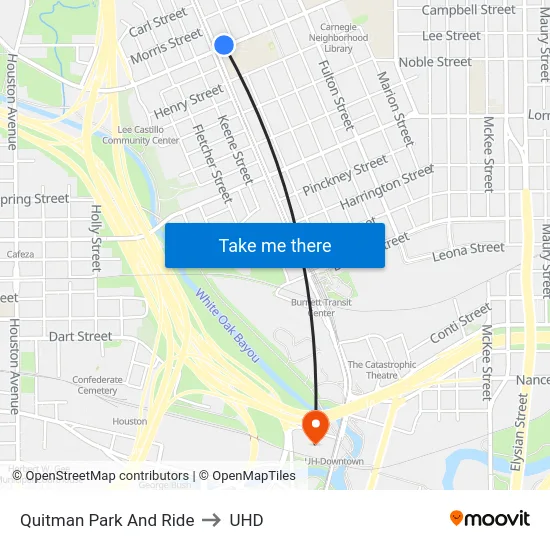 Quitman Park And Ride to UHD map