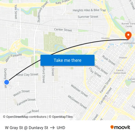 W Gray St @ Dunlavy St to UHD map