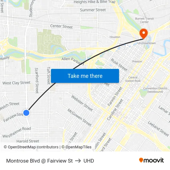 Montrose Blvd @ Fairview St to UHD map