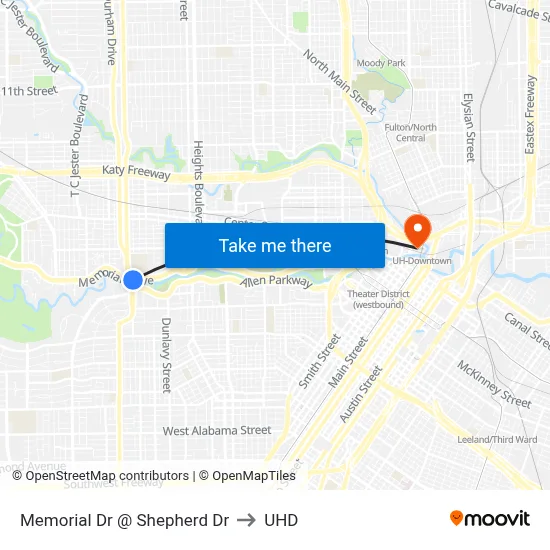 Memorial Dr @ Shepherd Dr to UHD map