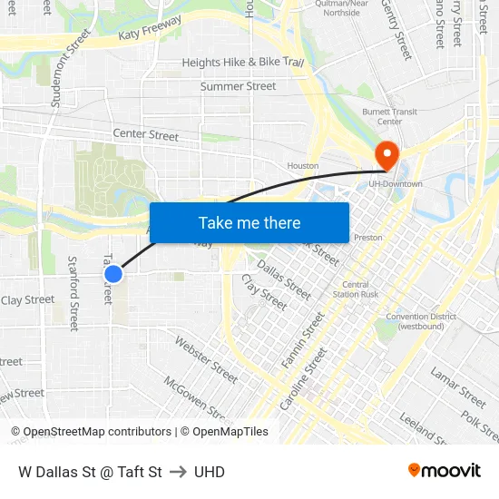 W Dallas St @ Taft St to UHD map