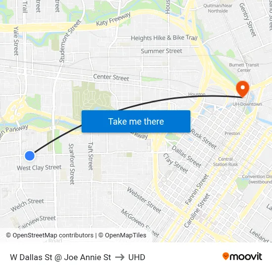 W Dallas St @ Joe Annie St to UHD map